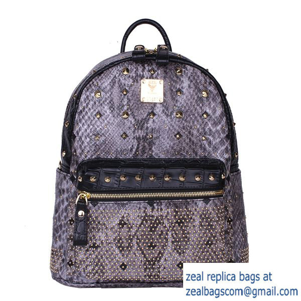 High Quality Replica Hot Sale MCM Armour Small Backpack Snake Leather MC2095S Grey - Click Image to Close